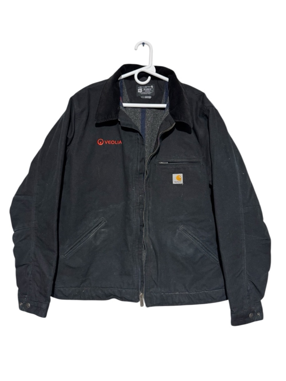 Carhartt Detroit Jacket Coat Men Size XL Black Blanket Lined Canvas Relaxed‎ Fit